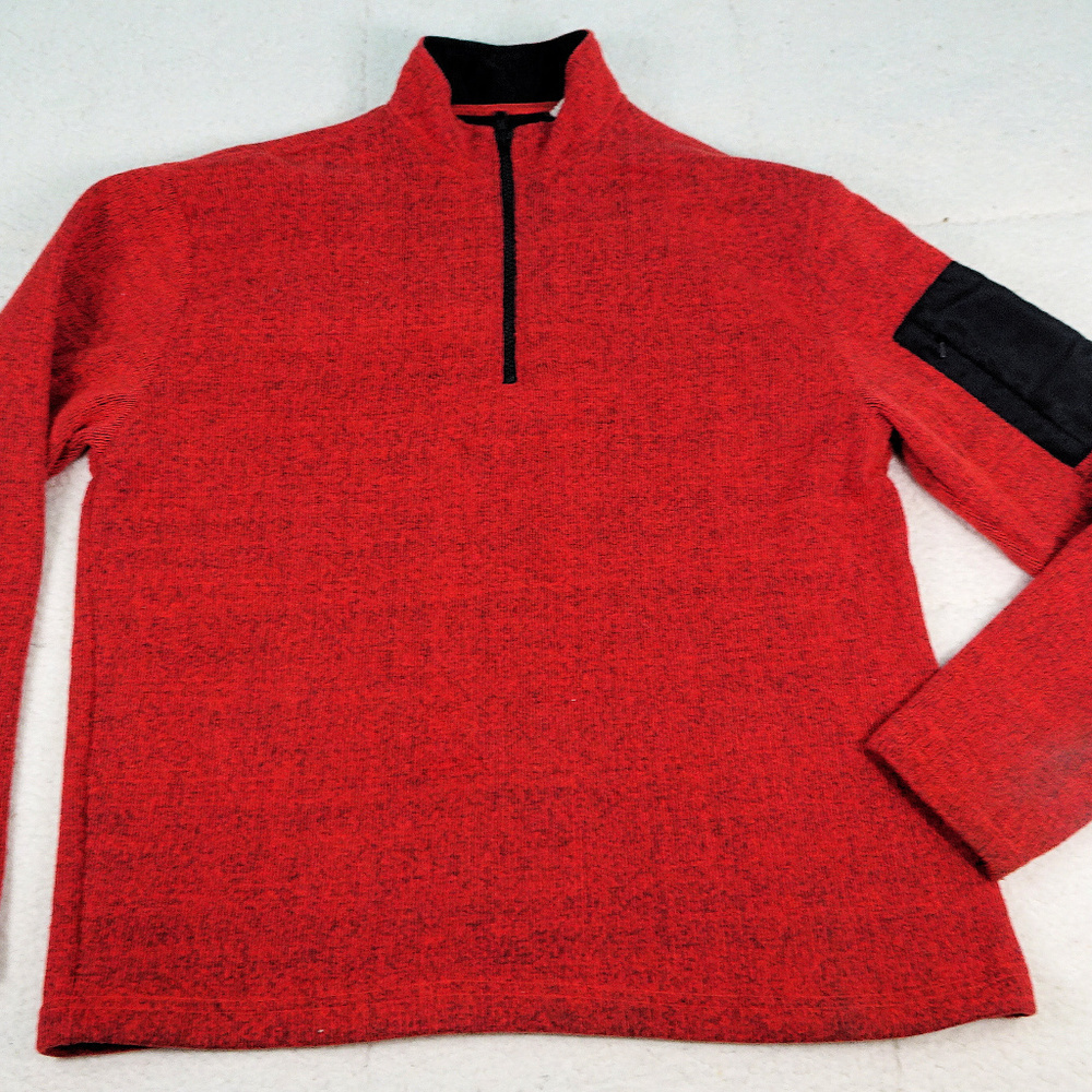 Vintage Orvis Salmon/Black Qtr Zip Pullover Large